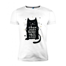 Мужская футболка премиум с принтом Black cat в Новосибирске, 92% хлопок, 8% лайкра | приталенный силуэт, круглый вырез ворота, длина до линии бедра, короткий рукав | 