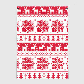Постер с принтом mc4 в Новосибирске, 100% бумага
 | бумага, плотность 150 мг. Матовая, но за счет высокого коэффициента гладкости имеет небольшой блеск и дает на свету блики, но в отличии от глянцевой бумаги не покрыта лаком | елка | елки | новый год | олени | олень | свитер | снежинка | снежинки