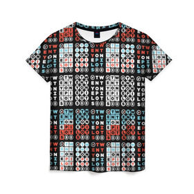Женская футболка 3D с принтом Twenty One Pilots Pattern в Новосибирске, 100% полиэфир ( синтетическое хлопкоподобное полотно) | прямой крой, круглый вырез горловины, длина до линии бедер | rock | t.o.p. | top | twenty one pilots | рок