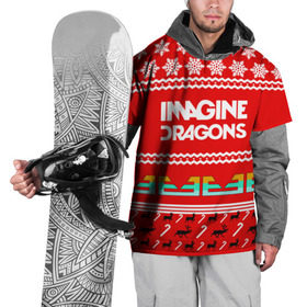 Накидка на куртку 3D с принтом Праздничный Imagine Dragons в Новосибирске, 100% полиэстер |  | dragons | imagine | альтернативный | американская | арена | бэн макки | группа | драгонс | дэн | дэн рейнольдс | знак | имеджин | инди | индирок | красный | надпись | новогодний | новый год | поп | праздник