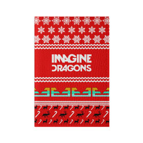 Обложка для паспорта матовая кожа с принтом Праздничный Imagine Dragons в Новосибирске, натуральная матовая кожа | размер 19,3 х 13,7 см; прозрачные пластиковые крепления | dragons | imagine | альтернативный | американская | арена | бэн макки | группа | драгонс | дэн | дэн рейнольдс | знак | имеджин | инди | индирок | красный | надпись | новогодний | новый год | поп | праздник