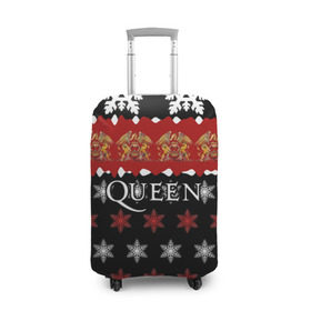 Чехол для чемодана 3D с принтом Праздничный Queen в Новосибирске, 86% полиэфир, 14% спандекс | двустороннее нанесение принта, прорези для ручек и колес | paul rodg | queen | quen | брайан мэй | глэм | группа | джон дикон | знак | квин | королева | красный | куин | меркури | меркьюри | мэркури | надпись | новогодний | новый год | поп | праздник | роджер тейлор