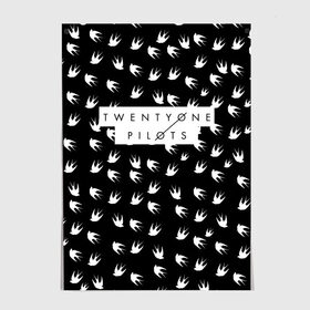 Постер с принтом Twenty One Pilots Birds White в Новосибирске, 100% бумага
 | бумага, плотность 150 мг. Матовая, но за счет высокого коэффициента гладкости имеет небольшой блеск и дает на свету блики, но в отличии от глянцевой бумаги не покрыта лаком | rock | t.o.p. | top | twenty one pilots | рок