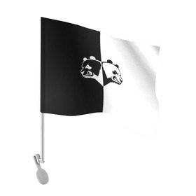 Флаг для автомобиля с принтом Панда в Новосибирске, 100% полиэстер | Размер: 30*21 см | бамбук | бамбуковый медведь | белый | голова | два | животное | злость | красная книга | крутой | мишка | оскал | панда | прикольный | тату | цвета | чб | черный | ярость
