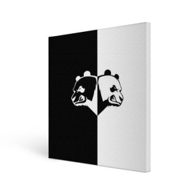 Холст квадратный с принтом Панда в Новосибирске, 100% ПВХ |  | бамбук | бамбуковый медведь | белый | голова | два | животное | злость | красная книга | крутой | мишка | оскал | панда | прикольный | тату | цвета | чб | черный | ярость