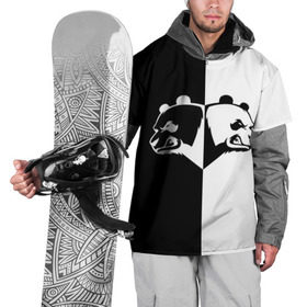 Накидка на куртку 3D с принтом Панда в Новосибирске, 100% полиэстер |  | бамбук | бамбуковый медведь | белый | голова | два | животное | злость | красная книга | крутой | мишка | оскал | панда | прикольный | тату | цвета | чб | черный | ярость
