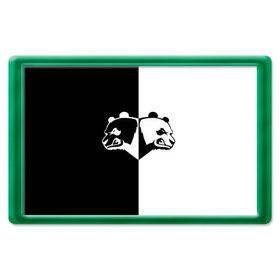 Магнит 45*70 с принтом Панда в Новосибирске, Пластик | Размер: 78*52 мм; Размер печати: 70*45 | Тематика изображения на принте: бамбук | бамбуковый медведь | белый | голова | два | животное | злость | красная книга | крутой | мишка | оскал | панда | прикольный | тату | цвета | чб | черный | ярость