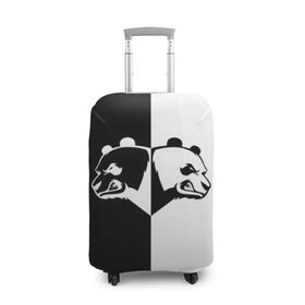 Чехол для чемодана 3D с принтом Панда в Новосибирске, 86% полиэфир, 14% спандекс | двустороннее нанесение принта, прорези для ручек и колес | бамбук | бамбуковый медведь | белый | голова | два | животное | злость | красная книга | крутой | мишка | оскал | панда | прикольный | тату | цвета | чб | черный | ярость