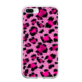 Чехол для iPhone 7Plus/8 Plus матовый с принтом Розовый леопард в Новосибирске, Силикон | Область печати: задняя сторона чехла, без боковых панелей | гепард | леопард