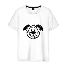 Мужская футболка хлопок с принтом Новогодняя собака в Новосибирске, 100% хлопок | прямой крой, круглый вырез горловины, длина до линии бедер, слегка спущенное плечо. | Тематика изображения на принте: 