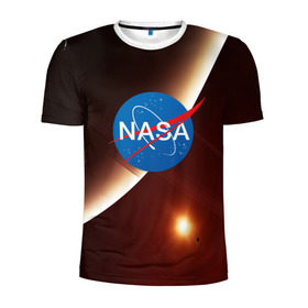 Мужская футболка 3D спортивная с принтом NASA SPACE в Новосибирске, 100% полиэстер с улучшенными характеристиками | приталенный силуэт, круглая горловина, широкие плечи, сужается к линии бедра | galaxy | nasa | space | астрономия | известные | космос | наса | планеты | сатурн
