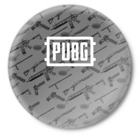 Значок с принтом PUBG WEAPONS в Новосибирске,  металл | круглая форма, металлическая застежка в виде булавки | playerunknowns battlegrounds | pubg