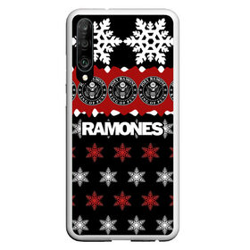 Чехол для Honor P30 с принтом Праздничный Ramones в Новосибирске, Силикон | Область печати: задняя сторона чехла, без боковых панелей | Тематика изображения на принте: ramones | группа | джонни | джоуи | ди ди томми | знак | красный | марк | надпись | новогодний | новый год | панк | поп | праздник | раманес | раманэс | рамон | рамонес | рамонэс | рамоун | рамоунз | рамоунс