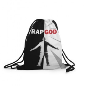 Рюкзак-мешок 3D с принтом Rap God Eminem в Новосибирске, 100% полиэстер | плотность ткани — 200 г/м2, размер — 35 х 45 см; лямки — толстые шнурки, застежка на шнуровке, без карманов и подкладки | 