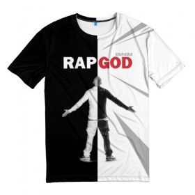 Мужская футболка 3D с принтом Rap God Eminem в Новосибирске, 100% полиэфир | прямой крой, круглый вырез горловины, длина до линии бедер | 