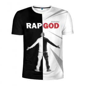 Мужская футболка 3D спортивная с принтом Rap God Eminem в Новосибирске, 100% полиэстер с улучшенными характеристиками | приталенный силуэт, круглая горловина, широкие плечи, сужается к линии бедра | 