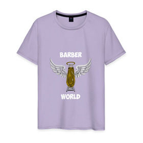 Мужская футболка хлопок с принтом Barber world в Новосибирске, 100% хлопок | прямой крой, круглый вырез горловины, длина до линии бедер, слегка спущенное плечо. | барбер | барбершоп | цирюльник