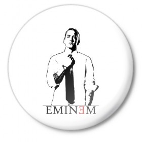 Значок с принтом Eminem в Новосибирске,  металл | круглая форма, металлическая застежка в виде булавки | actor | american rapper | composer | eminem | music | rap | record producer | актёр | американский | композитор | музыка | музыкальный продюсер | рэп | рэпер