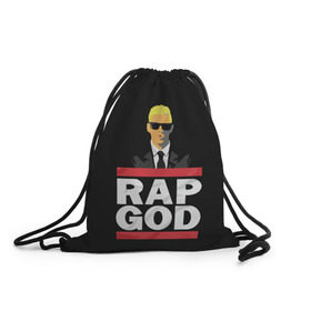 Рюкзак-мешок 3D с принтом Rap God Eminem в Новосибирске, 100% полиэстер | плотность ткани — 200 г/м2, размер — 35 х 45 см; лямки — толстые шнурки, застежка на шнуровке, без карманов и подкладки | actor | american rapper | composer | eminem | music | rap | rap god | record producer |   | актёр | американский | композитор | музыка | музыкальный продюсер | рэп | рэпер