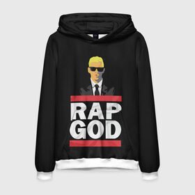 Мужская толстовка 3D с принтом Rap God Eminem в Новосибирске, 100% полиэстер | двухслойный капюшон со шнурком для регулировки, мягкие манжеты на рукавах и по низу толстовки, спереди карман-кенгуру с мягким внутренним слоем. | Тематика изображения на принте: actor | american rapper | composer | eminem | music | rap | rap god | record producer |   | актёр | американский | композитор | музыка | музыкальный продюсер | рэп | рэпер