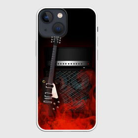 Чехол для iPhone 13 mini с принтом Rock в Новосибирске,  |  | fire | flame | guitar | metal | music | rock | sound | гитара | метал | металл | музыка | огонь | пламя | рок