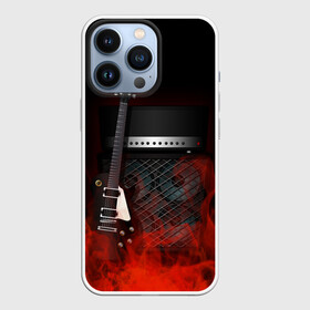 Чехол для iPhone 13 Pro с принтом Rock в Новосибирске,  |  | fire | flame | guitar | metal | music | rock | sound | гитара | метал | металл | музыка | огонь | пламя | рок