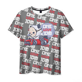 Мужская футболка 3D с принтом ONE LOVE JDM в Новосибирске, 100% полиэфир | прямой крой, круглый вырез горловины, длина до линии бедер | Тематика изображения на принте: 