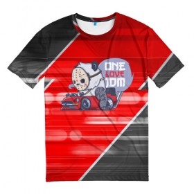 Мужская футболка 3D с принтом ONE LOVE JDM в Новосибирске, 100% полиэфир | прямой крой, круглый вырез горловины, длина до линии бедер | Тематика изображения на принте: car | jdm | jdm style | автомобиль | маска | машины | панда | стайлинг | стиль | тачки | тюнинг