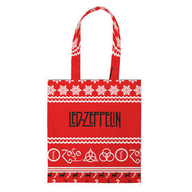 Сумка 3D повседневная с принтом Праздничный Led Zeppelin в Новосибирске, 100% полиэстер | Плотность: 200 г/м2; Размер: 34×35 см; Высота лямок: 30 см | led zeppelin | блюз | группа | джимми пейдж | джон генри бонэм | джон пол джонс | знак | красный | лед зепелен | лед зеппелин | метал | надпись | новогодний | новый год | праздник | роберт плант | рождество