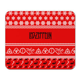 Коврик прямоугольный с принтом Праздничный Led Zeppelin в Новосибирске, натуральный каучук | размер 230 х 185 мм; запечатка лицевой стороны | led zeppelin | блюз | группа | джимми пейдж | джон генри бонэм | джон пол джонс | знак | красный | лед зепелен | лед зеппелин | метал | надпись | новогодний | новый год | праздник | роберт плант | рождество