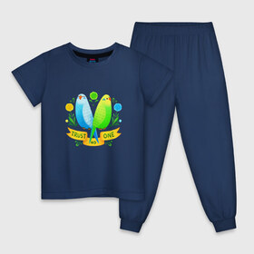 Детская пижама хлопок с принтом Попугаи арт в Новосибирске, 100% хлопок |  брюки и футболка прямого кроя, без карманов, на брюках мягкая резинка на поясе и по низу штанин
 | Тематика изображения на принте: волнистый попугай | джунгли | попугай