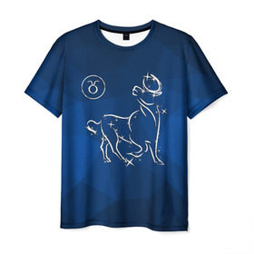 Мужская футболка 3D с принтом Телец в Новосибирске, 100% полиэфир | прямой крой, круглый вырез горловины, длина до линии бедер | Тематика изображения на принте: taurus | звезды | знаки зодиака | космос | созвездие | телец
