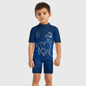 Детский купальный костюм 3D с принтом Телец в Новосибирске, Полиэстер 85%, Спандекс 15% | застежка на молнии на спине | taurus | звезды | знаки зодиака | космос | созвездие | телец