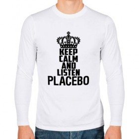 Мужской лонгслив хлопок с принтом Keep calm and listen Placebo в Новосибирске, 100% хлопок |  | Тематика изображения на принте: 