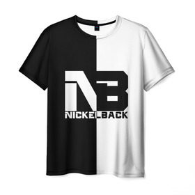 Мужская футболка 3D с принтом Nickelback в Новосибирске, 100% полиэфир | прямой крой, круглый вырез горловины, длина до линии бедер | nickelback | никелбек | никл бек