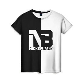 Женская футболка 3D с принтом Nickelback в Новосибирске, 100% полиэфир ( синтетическое хлопкоподобное полотно) | прямой крой, круглый вырез горловины, длина до линии бедер | nickelback | никелбек | никл бек