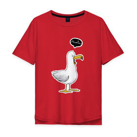 Мужская футболка хлопок Oversize с принтом чайка в Новосибирске, 100% хлопок | свободный крой, круглый ворот, “спинка” длиннее передней части | Тематика изображения на принте: чайка