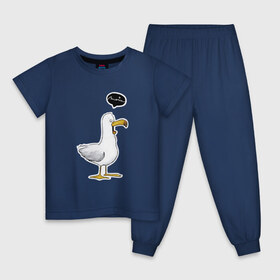 Детская пижама хлопок с принтом чайка в Новосибирске, 100% хлопок |  брюки и футболка прямого кроя, без карманов, на брюках мягкая резинка на поясе и по низу штанин
 | Тематика изображения на принте: чайка