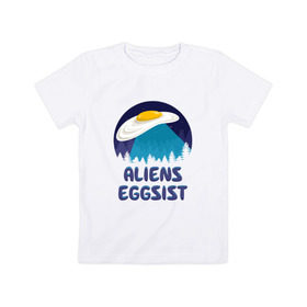 Детская футболка хлопок с принтом НЛО яйца в Новосибирске, 100% хлопок | круглый вырез горловины, полуприлегающий силуэт, длина до линии бедер | инопланетяне | нло | секретные материалы | яйца