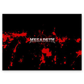 Поздравительная открытка с принтом Megadeth в Новосибирске, 100% бумага | плотность бумаги 280 г/м2, матовая, на обратной стороне линовка и место для марки
 | megadet | megadeth | группа | дирк вербурен | дэвид эллефсон | дэйв мастейн | кико лоурейро | мегадет | мегадетх | метал | рок | трэш | трэшметал | тяжелый | хард | хардрок | хеви | хевиметал