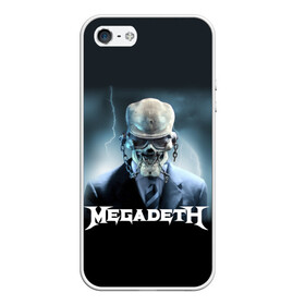 Чехол для iPhone 5/5S матовый с принтом Megadeth в Новосибирске, Силикон | Область печати: задняя сторона чехла, без боковых панелей | Тематика изображения на принте: megadeth |   megadet | группа | дирк вербурен | дэвид эллефсон | дэйв мастейн | кико лоурейро | мегадет | мегадетх | метал | рок | трэш | трэшметал | тяжелый | хард | хардрок | хеви | хевиметал