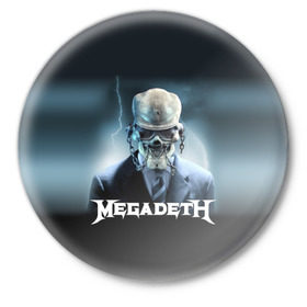 Значок с принтом Megadeth в Новосибирске,  металл | круглая форма, металлическая застежка в виде булавки | megadeth |   megadet | группа | дирк вербурен | дэвид эллефсон | дэйв мастейн | кико лоурейро | мегадет | мегадетх | метал | рок | трэш | трэшметал | тяжелый | хард | хардрок | хеви | хевиметал