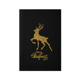 Обложка для паспорта матовая кожа с принтом Merry Christmas в Новосибирске, натуральная матовая кожа | размер 19,3 х 13,7 см; прозрачные пластиковые крепления | Тематика изображения на принте: 