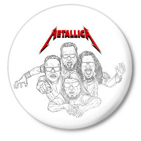 Значок с принтом Metallica в Новосибирске,  металл | круглая форма, металлическая застежка в виде булавки | 
