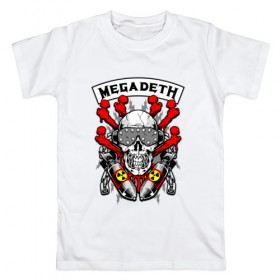 Мужская футболка хлопок с принтом Megadeth в Новосибирске, 100% хлопок | прямой крой, круглый вырез горловины, длина до линии бедер, слегка спущенное плечо. | megadet | megadeth | группа | дирк вербурен | дэвид эллефсон | дэйв мастейн | кико лоурейро | мегадет | мегадетх | метал | рок | трэш | трэшметал | тяжелый | хард | хардрок | хеви | хевиметал