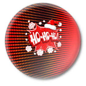 Значок с принтом Ho-Ho-Ho в Новосибирске,  металл | круглая форма, металлическая застежка в виде булавки | Тематика изображения на принте: christmas | happy | new year | pattern | pop art | новый год | поп арт | праздник | рождество