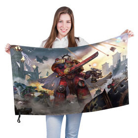 Флаг 3D с принтом Warhammer 40000 в Новосибирске, 100% полиэстер | плотность ткани — 95 г/м2, размер — 67 х 109 см. Принт наносится с одной стороны | crusade | eternal | броня | воины | воители | доспехи | игры | фантастика | фэнтези