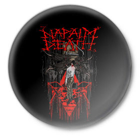 Значок с принтом Napalm death в Новосибирске,  металл | круглая форма, металлическая застежка в виде булавки | core | grind | grindcore | metal | trash | грайндкор | дет | дэт | метал | напалм | трэш | трэшкор