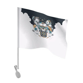 Флаг для автомобиля с принтом SKULL JAPAN в Новосибирске, 100% полиэстер | Размер: 30*21 см | arrow | skull | белый | девушка | линии | маски.кот | модные | небо | облако | синий | скелет | стимпанк | стрелы | череп | яркие