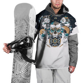 Накидка на куртку 3D с принтом SKULL JAPAN в Новосибирске, 100% полиэстер |  | arrow | skull | белый | девушка | линии | маски.кот | модные | небо | облако | синий | скелет | стимпанк | стрелы | череп | яркие